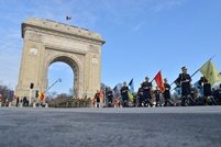 The Honor Guard Marches in the Triumph Arch Square in Bucharest