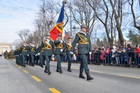 The Honor Guard Marches in the Triumph Arch Square in Bucharest