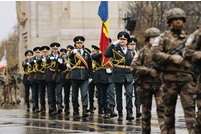 The Honor Guard of the National Army marched at the military parade in Bucharest 